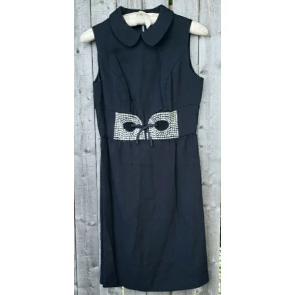 swarovski black dress Black velvet halter-neck dress embroidered with Swarovski stones and h main image 1
